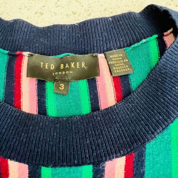 Ted Baker crew neck strip sweater, ted size 3, US size 8 - Picture 6 of 7